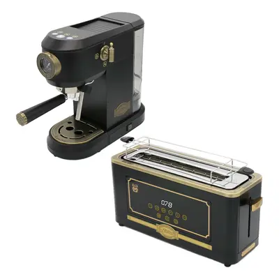 (Black) Empire Espresso Coffee Machine & Toaster Bundle