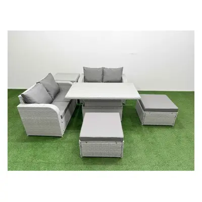 Fimous Seater Outdoor Love Sofa Set Rattan Garden Furniture Set with Adjustable Lifting Dining o