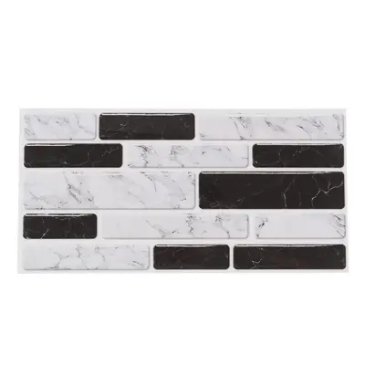 (White Black) 9Pcs 7.8x3.9'' 3D Wall Tile Sticker Bathroom PVC Decals Art Poster Decoration