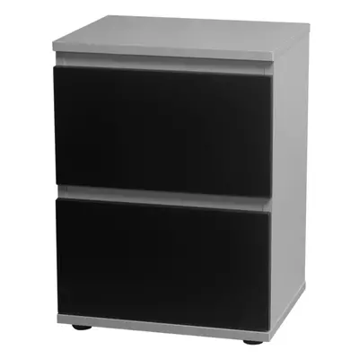 (Grey Carcass and Black Drawers) Drawer Wooden Bedside Cabinet Side Table