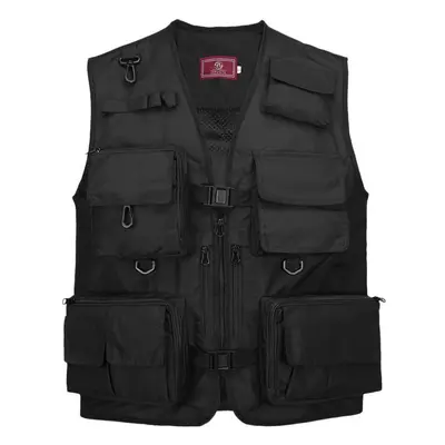 (black, XL) Fishing Photography Vest Summer Multi Pockets Mesh Jackets Quick Dry Waistcoat