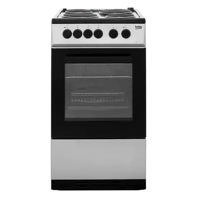 Beko KS530S 50cm Electric Cooker with Solid Plate Hob - Silver