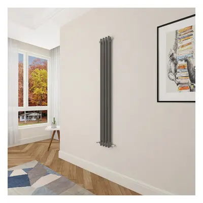 (1500x200mm Column) Designer cast iron radiator anthracite all sizes