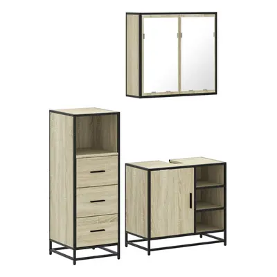 (sonoma oak) vidaXL Piece Bathroom Furniture Set Sonoma Oak Engineered Wood