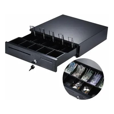 POS Cash Drawer Register Auto Cash Drawer Box Removable Cash Tray Till Draw 5Bills Coins