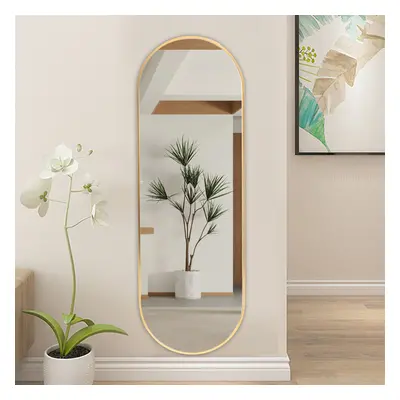 (50x150cm, Gold) Modern Oval Metal Frame Full Length Wall Mirror