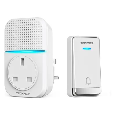 (TECKNET Wireless Doorbell, No Battery Required Self-Powered Door Bell Plug in Waterproof IP65 C