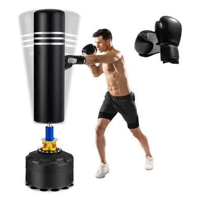 70" Freestanding Punching Bag Heavy Boxing Bag PU Leather Training Bag