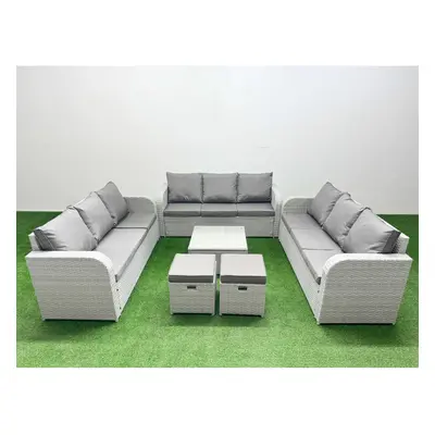 Fimous PE Rattan Lounge Sofa Set Seater Outdoor Garden Furniture Set with Square Coffee Table Se