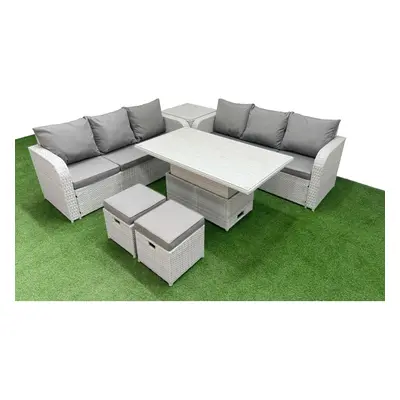 Fimous Outdoor Garden Furniture Sets Seater Wicker Rattan Furniture Sofa Sets with Stools Side T