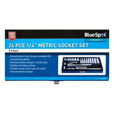 BlueSpot 24 Piece 1/4" Metric Socket Set (4-13mm)