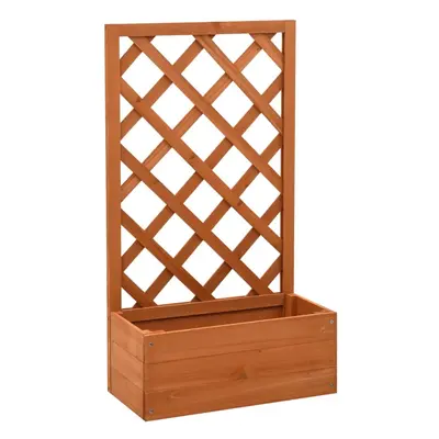 vidaXL Solid Firwood Garden Trellis Planter Orange Planter Pot Raised Bed