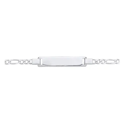 Jewelco London Kids Rhodium Plated Sterling Silver Classic Figaro Link Identity ID Bar Bracelet 