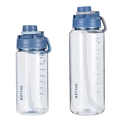 (Blue, 2000ml) 2000ml Large Capacity Water Bottles With Detachable Straw Portable Outdoor Sport 