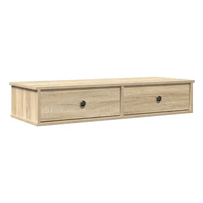 (sonoma oak, x x cm) vidaXL Wall Shelf with Drawers White 60x25x15 cm Engineered Wood