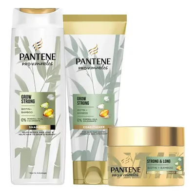 Pantene Grow Strong Shampoo and Conditioner Set for Up to Percent Less Hair Loss, with Bamboo an