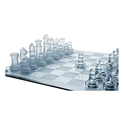 32 Piece Frosted Glass Chess Board Set Traditional(Large: 35cm x 35cm)