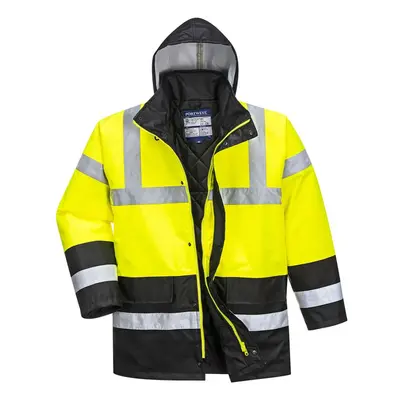 (M, Yellow/Black) Portwest Mens Contrast Hi-Vis Winter Traffic Jacket