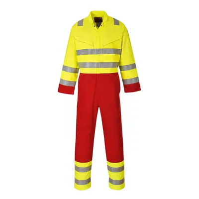 (S, Yellow/Red) Portwest Unisex Adult Services Bizflame Pro High-Vis Overalls