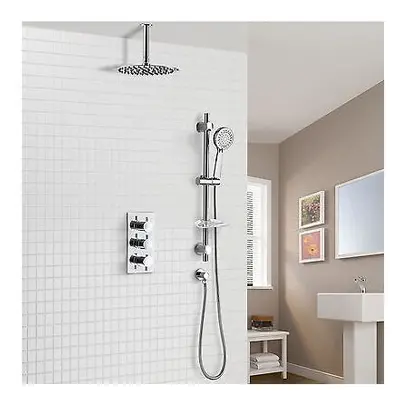 CALLA WAY SLIM ROUND CEILING THERMOSTATIC CONCEALED BATHROOM SHOWER RAIL HEAD