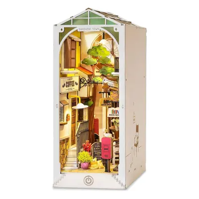 (Sunshine Town) Wooden Book Nook Dollhouse Kit,DIY Wall Hanging Miniature Room, Puzzle House Mod