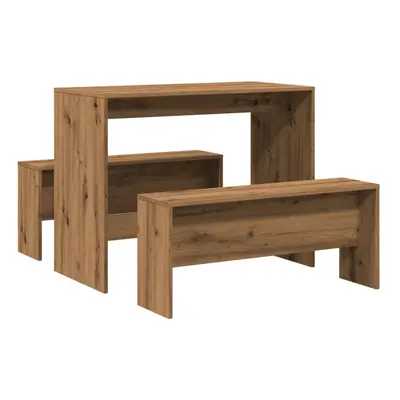 (oak) vidaXL Dining Table and Bench Set Piece Dinner Table Set Engineered Wood