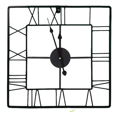 (Black Squared) 60cm Metal Roman Numeral Decorative Wall Clock