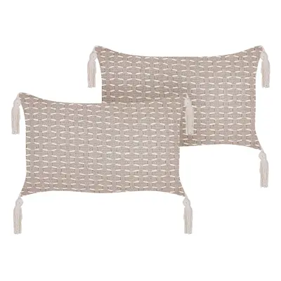 Set of Cushions HAKONE Geometric Pattern x cm Taupe