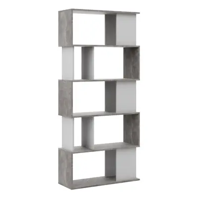 Maze Open Bookcase Shelves in Concrete and White