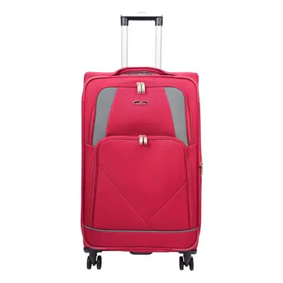 (Red, Medium Check-in Size) Expandable Four Wheel Soft Suitcase Luggage York Red