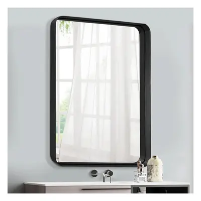 (Black) Rectangular Metal Framed Wall Mirror Decorative