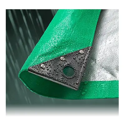 (6M x 10M) Green/Silver Waterproof Tarpaulin Sheet Tarp Cover With Eyelets