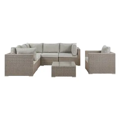 Corner Sofa Lounge Set CONTARE PE Rattan Taupe