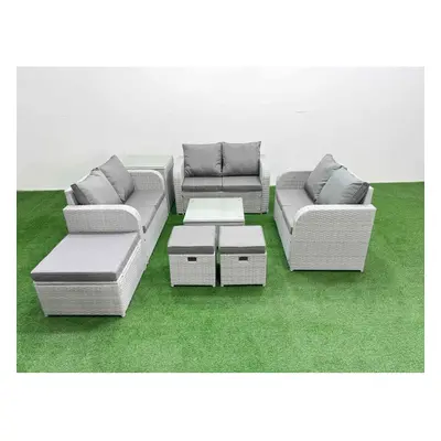 Fimous Seater PE Wicker Rattan Furniture Sofa Sets with Square Coffee Table Seater Love Sofa Sto