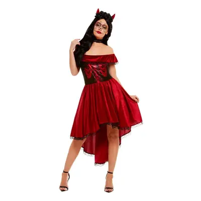 Womens Day of the Dead Devil Fancy Dress Costume Size