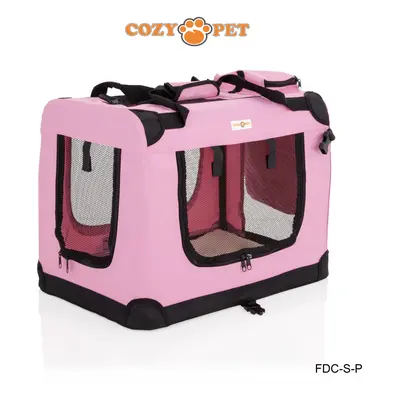 Fabric Dog Crate Pink, Size 60cm, Cat Pet Carrier by Cozy Pet Transport Travel Cage FDC-S-P