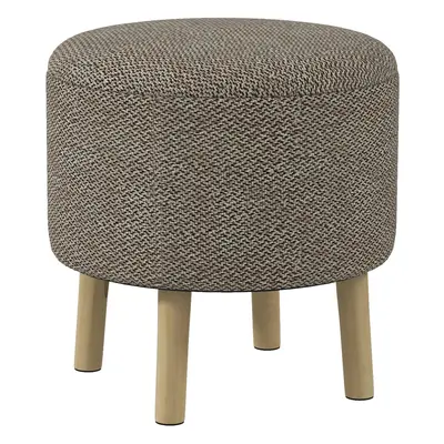 HOMCOM Storage Ottoman, Round Stool Chair with Cushioned Top, Light Grey