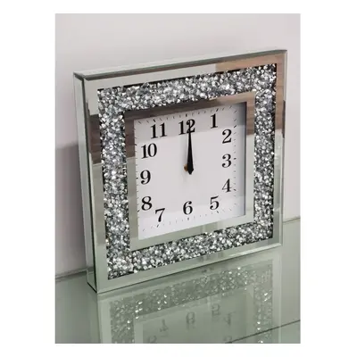 35X35Cm New English Number Wall Clock Square Crushed Diamante