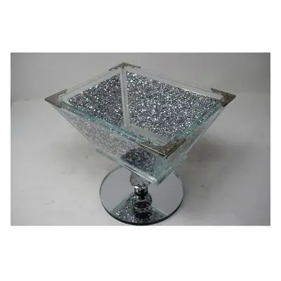 Silver Glass CRYSTALLIZED small Kitchen Fruit Bowl storage Organiser Accessory| Present Gifts fo