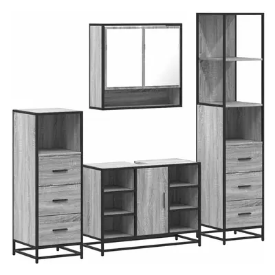 (grey sonoma) vidaXL 4ÃÂ Piece Bathroom Furniture SetÃÂ Sonoma Oak Engineered Wood