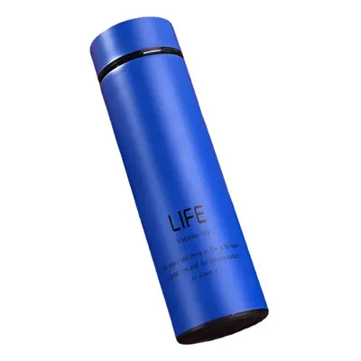 (Blue) 500ml Creative Stainless Steel Thermos Vacuum Cup Sports Outdoor Portable Straight Body C