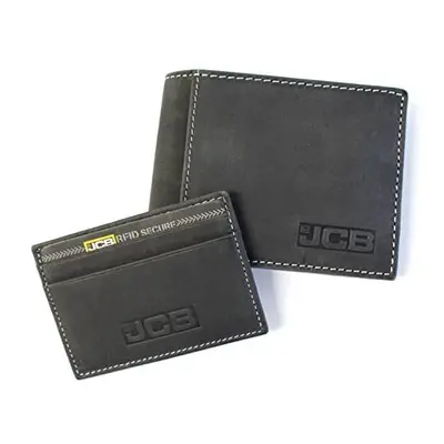 JCB - Mens Genuine Leather Wallet | Bi Fold Wallets Removable Card Holder Gift Box (Black Box, B