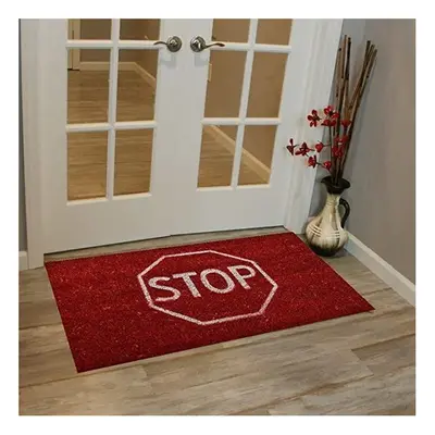 (DM152 Stop Sign) Door Mat Indoor Outdoor Rubber Back Matting 40x70cm