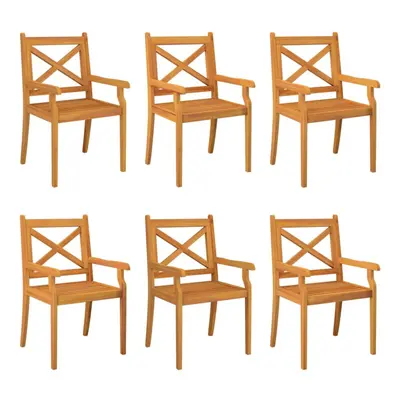 (6 pcs) vidaXL 2/3/4/6/8x Solid Wood Acacia Outdoor Dining Chairs Kitchen Accent Chair