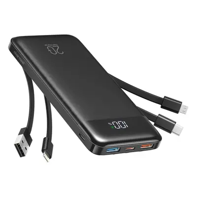 Charmast Power Bank 20000mAh, Fast Charging Portable Charger with Built-in Cables, 20K USB C Bat