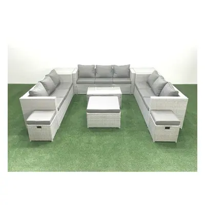 Fimous Rattan Garden Outdoor Furniture Set Seater Garden Sofa Coffee Table Set with Footstools S