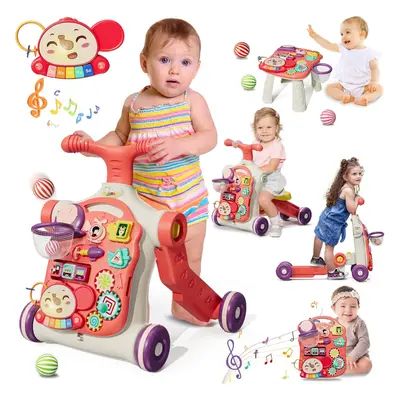 (red) for Girls in 1, Activity Center Learning to Walk, Sit to Stand, Early Learning Push Toys f