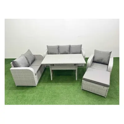 Fimous Patio PE Wicker Seater Outdoor Rattan Furniture Sofa Sets with Reclining Chair Loveseat S