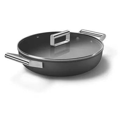 Smeg CKFD2811BLM Skillet Deeppan 28cm and Lid Black, Aluminium, Brand New