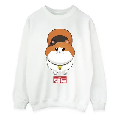 (L, White) Disney Womens/Ladies Big Hero Baymax Kitten Face Sweatshirt